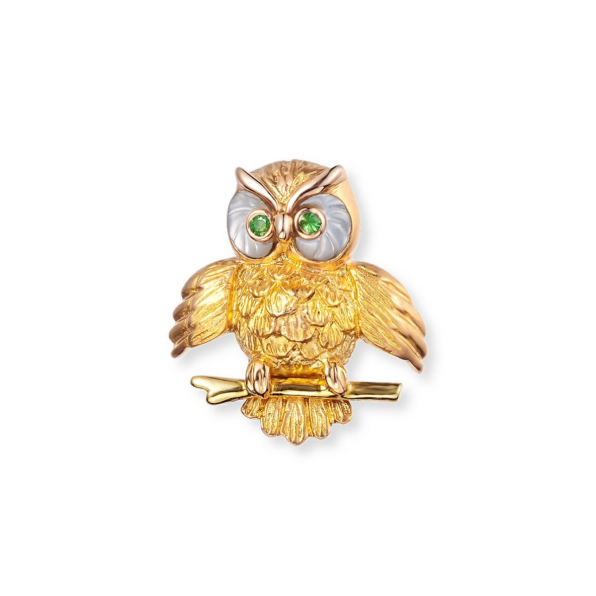 K18 フクロウ　ブローチ　翡翠4.21ct R0.26ct、D0.1ct K18 フクロウ ペンダントトップ ブローチ | アラジン ONLINE SHOP