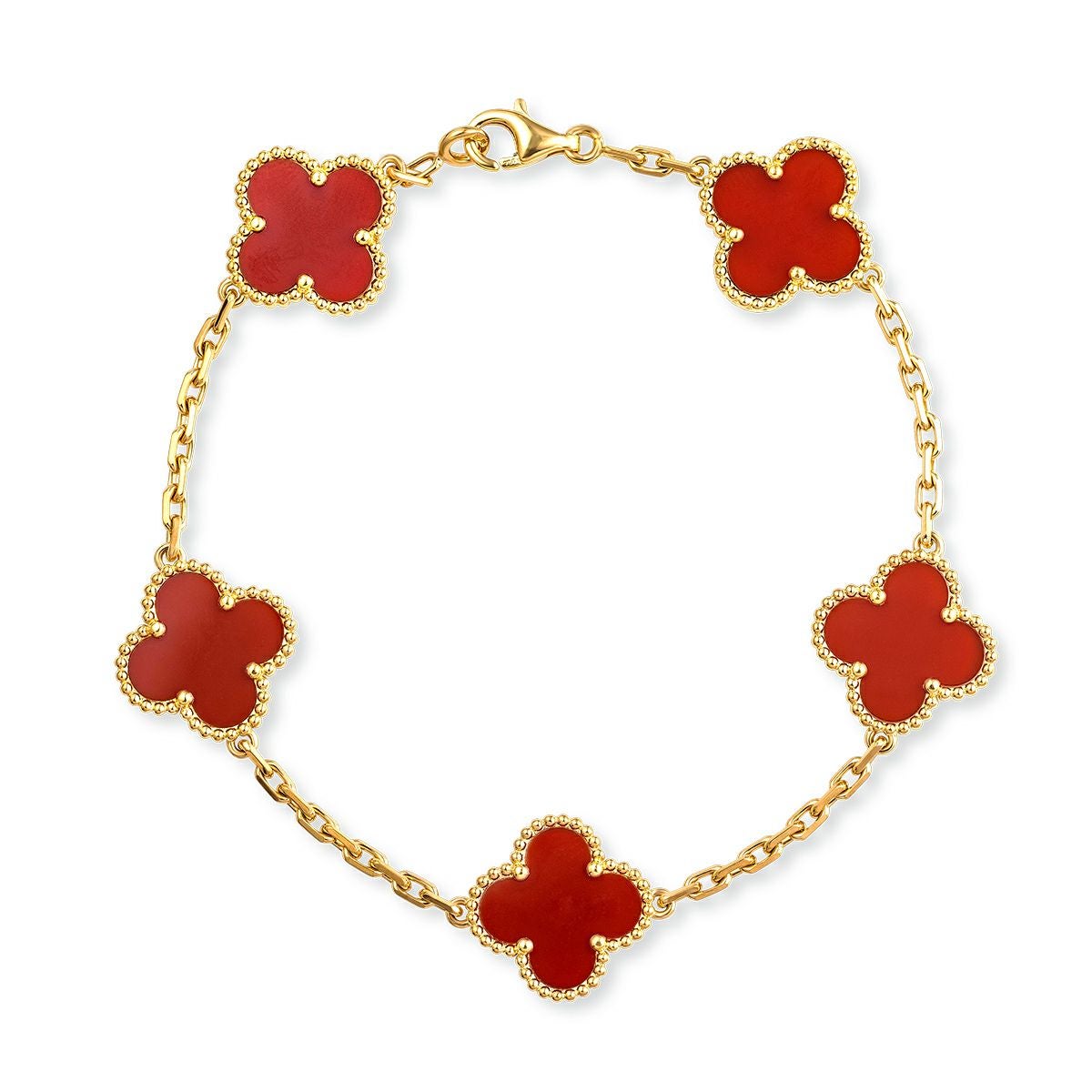 ヴァンクリーフ&アーペル ヴィンテージ アルハンブラ カーネリアン ブレスレット 5モチーフ