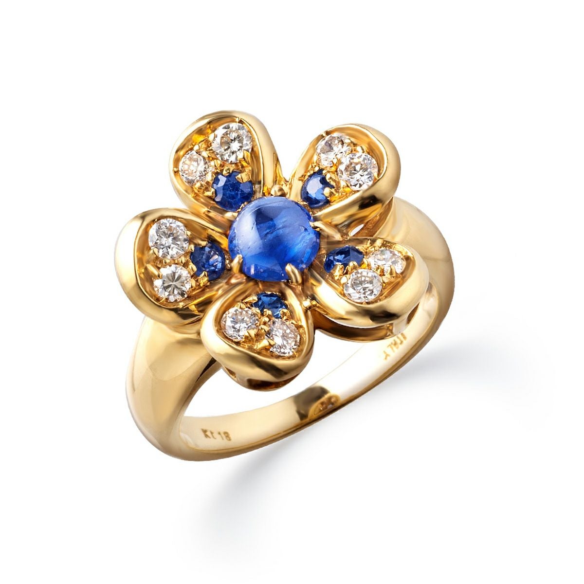 サファイア 花形 ゴールド k18リングフラワー K18 イタリア製 サファイア フラワー リング | アラジン ONLINE SHOP