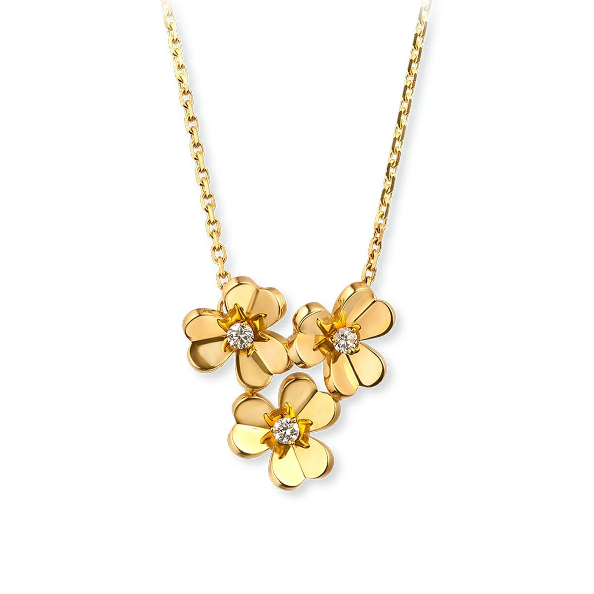 ヴァンクリーフ&アーペル フリヴォル 3フラワー ミニ ネックレス