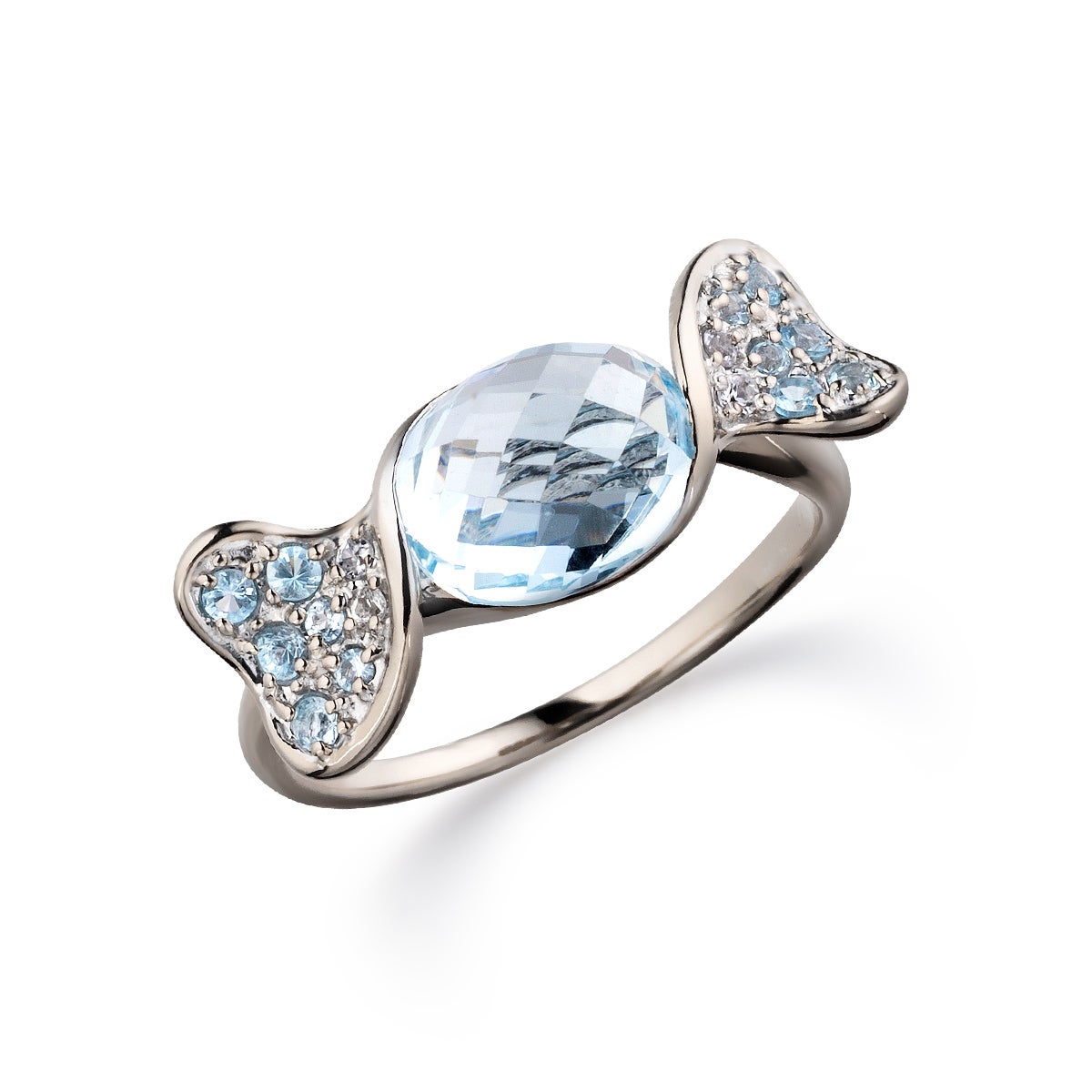 K18WG Ponte Vecchio ブルートパーズ キャンディ リング